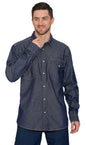 Mens Western Snap Front Button Shirt in Denim and Twill with a Stitched Yoke and Chest Pockets TURTLE BAY APPAREL