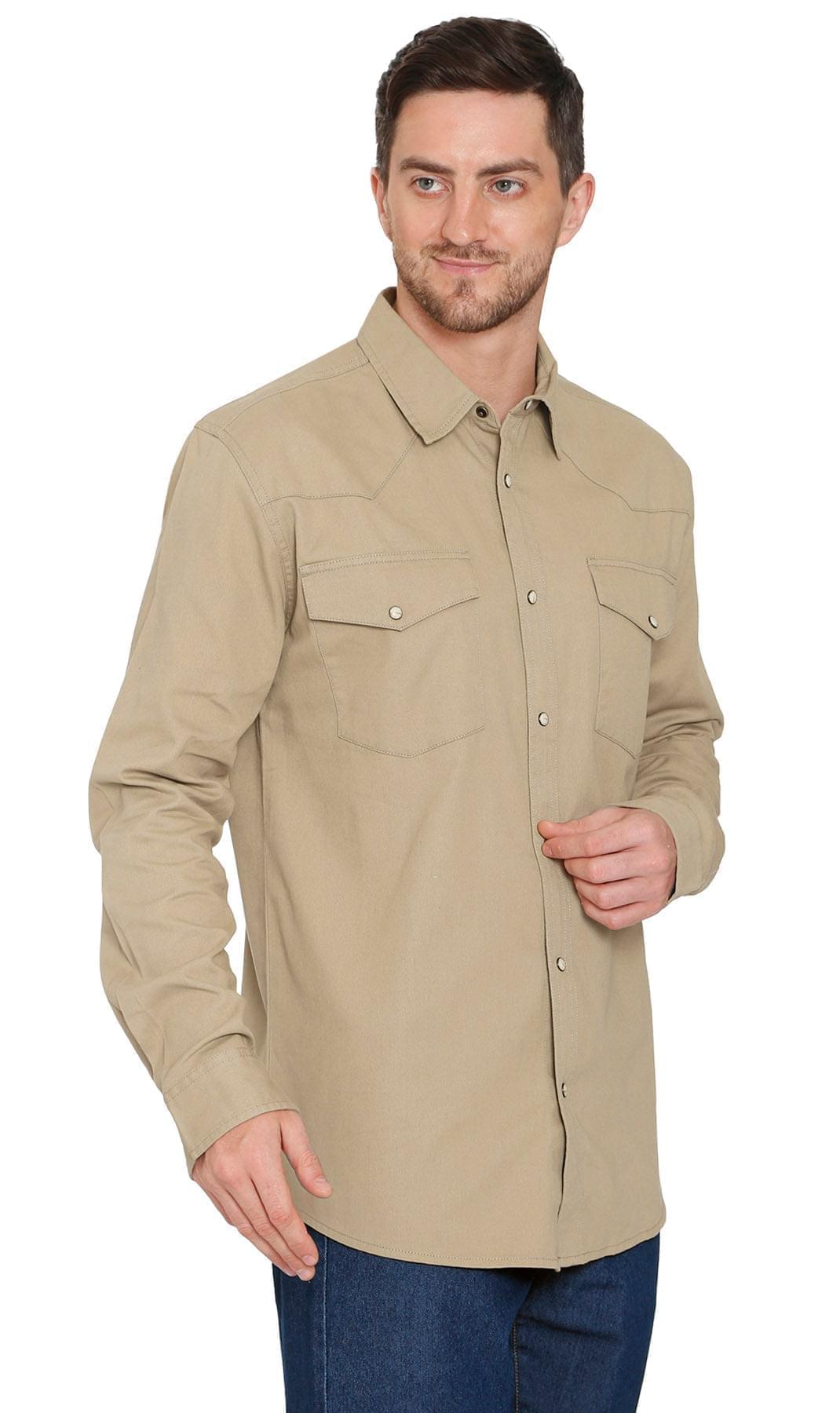Mens Western Snap Front Button Shirt in Denim and Twill with a Stitched Yoke and Chest Pockets TURTLE BAY APPAREL