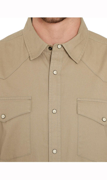 Mens Western Snap Front Button Shirt in Denim and Twill with a Stitched Yoke and Chest Pockets TURTLE BAY APPAREL