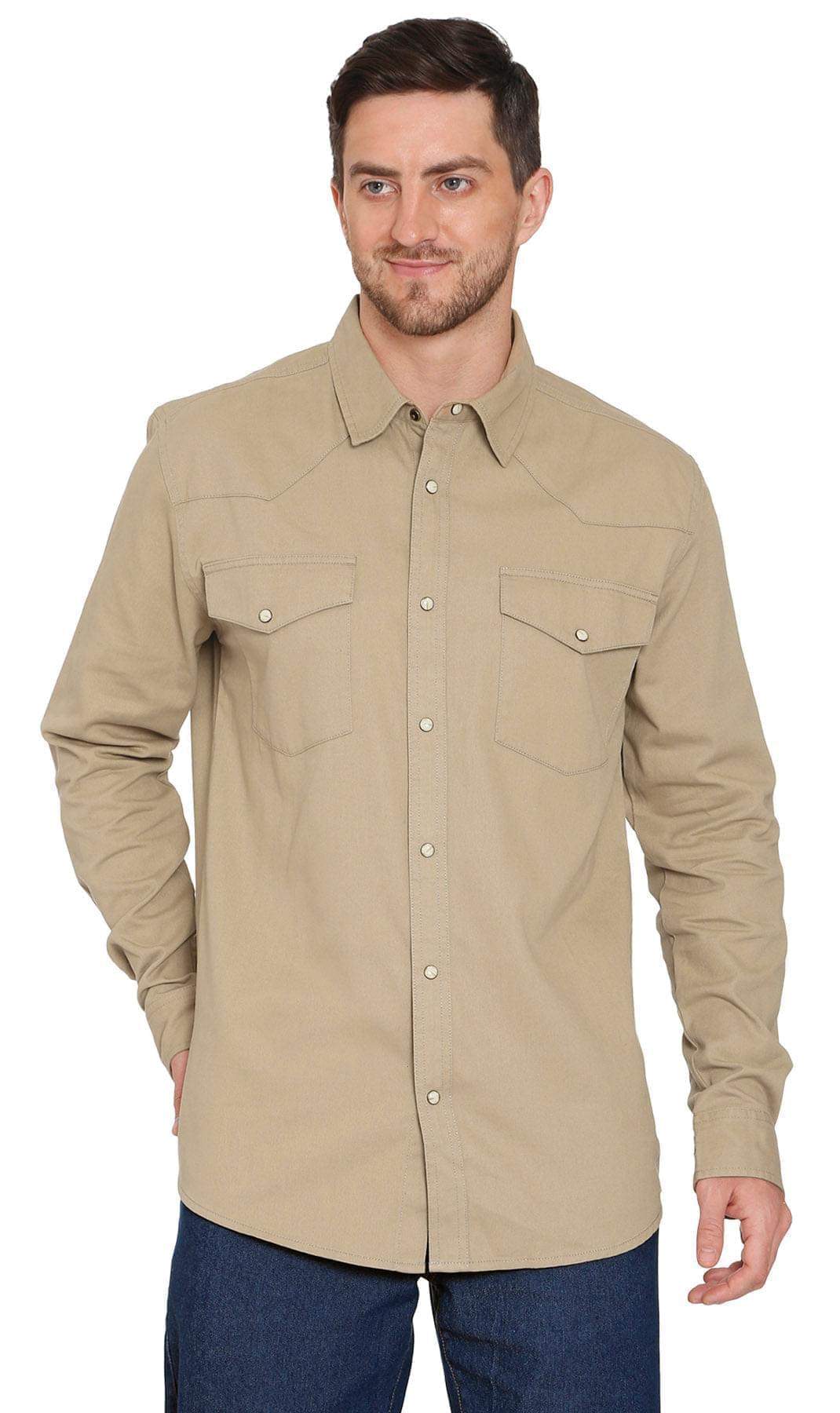Mens Western Snap Front Button Shirt in Denim and Twill with a Stitched Yoke and Chest Pockets TURTLE BAY APPAREL