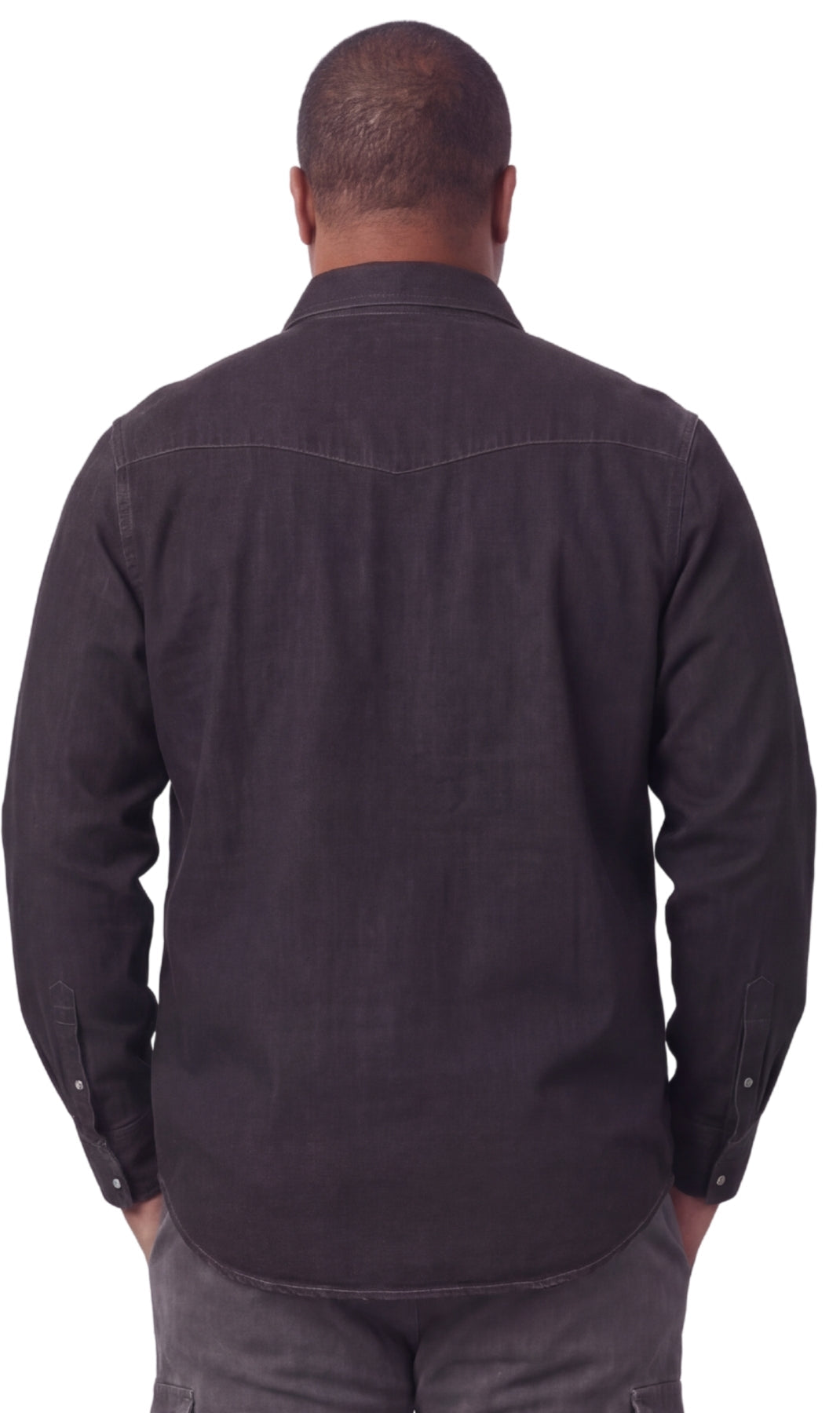 Mens Western Snap Front Button Shirt in Denim and Twill with a Stitched Yoke and Chest Pockets TURTLE BAY APPAREL