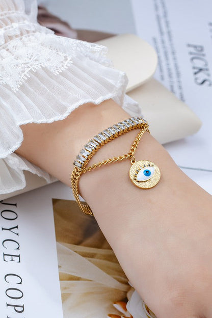 waterproof CZ stainless steel evil eye bracelet Shop Style & More | Fresh Looks, Everyday Deals & Free Shipping