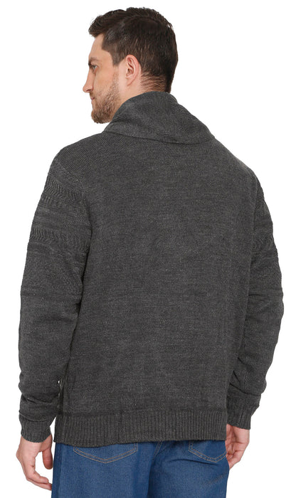 Men's Jacquard Knit Shawl Collar Cardigan Sweater