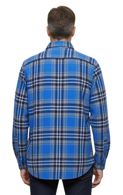 Men's Heathered Fleece Overshirt with Chest Pockets and Tortoise-shell patterned Buttons TURTLE BAY APPAREL