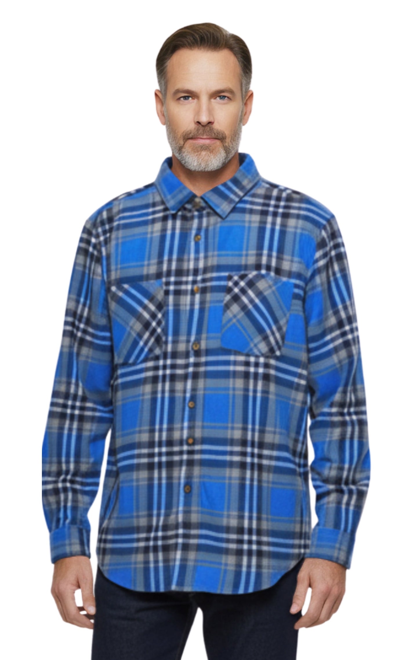 Men's Heathered Fleece Overshirt with Chest Pockets and Tortoise-shell patterned Buttons TURTLE BAY APPAREL