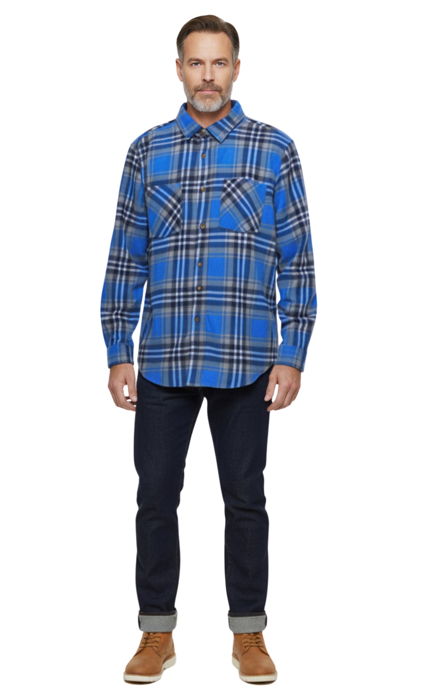 Men's Heathered Fleece Overshirt with Chest Pockets and Tortoise-shell patterned Buttons TURTLE BAY APPAREL