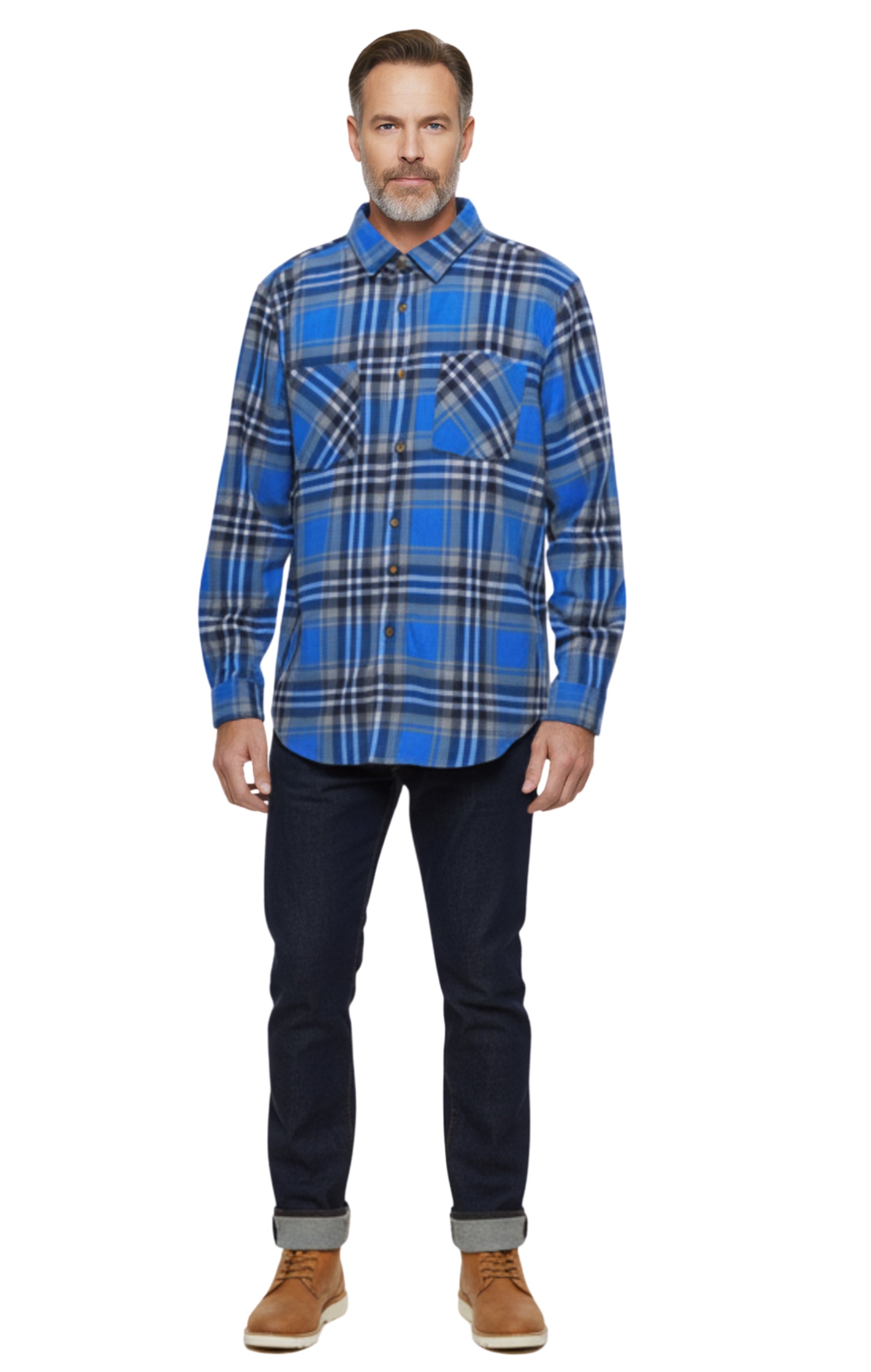 Men's Heathered Fleece Overshirt with Chest Pockets and Tortoise-shell patterned Buttons TURTLE BAY APPAREL