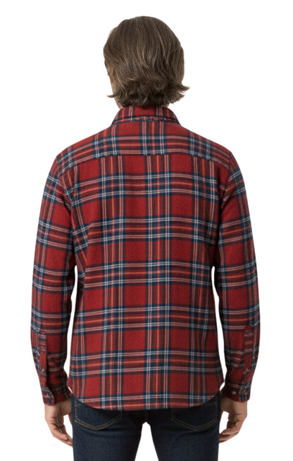 Men's Heathered Fleece Overshirt with Chest Pockets and Tortoise-shell patterned Buttons TURTLE BAY APPAREL