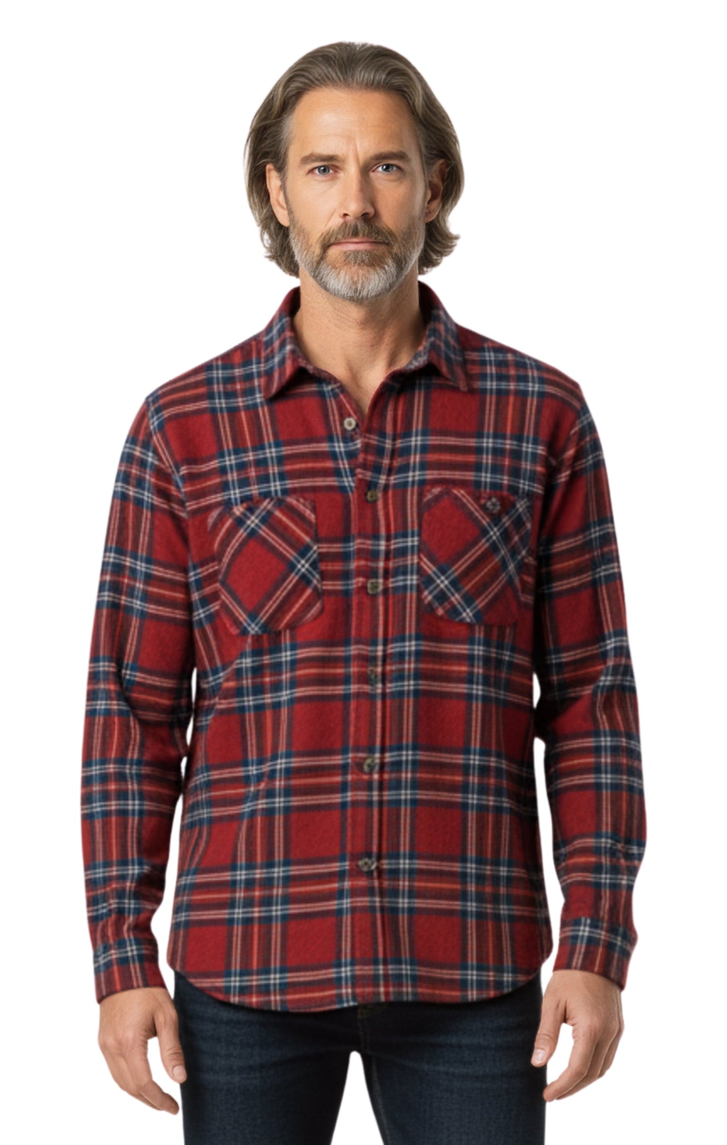 Men's Heathered Fleece Overshirt with Chest Pockets and Tortoise-shell patterned Buttons TURTLE BAY APPAREL