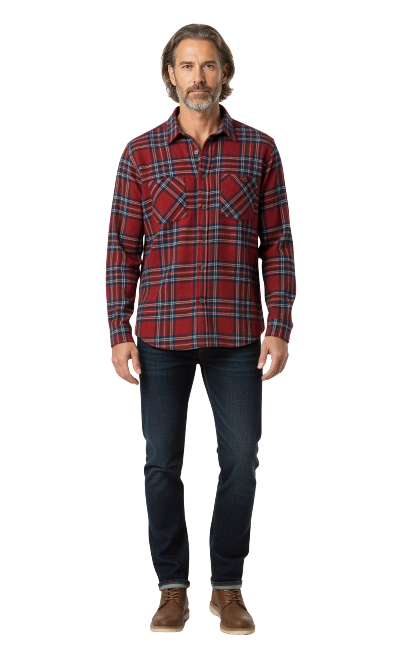 Men's Heathered Fleece Overshirt with Chest Pockets and Tortoise-shell patterned Buttons TURTLE BAY APPAREL