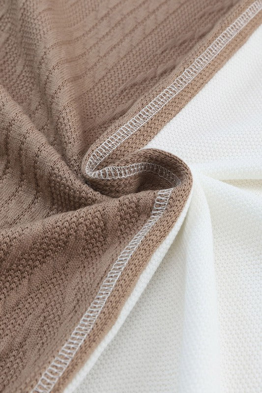 Cable knit color block round neck sweater Shop Style & More | Fresh Looks, Everyday Deals & Free Shipping