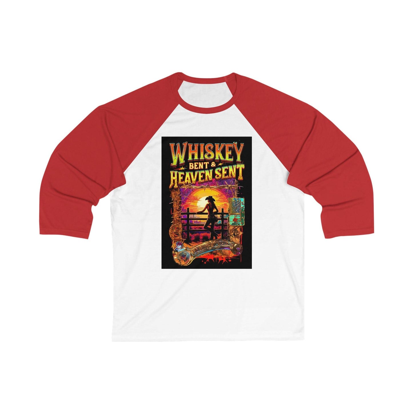 Whiskey Bent and Heaven Sent 3\4 Sleeve Baseball Tee Country in My Heart