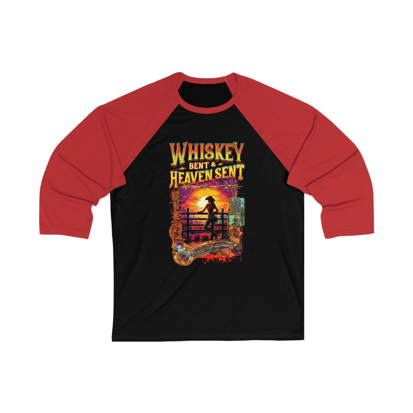 Whiskey Bent and Heaven Sent 3\4 Sleeve Baseball Tee Country in My Heart
