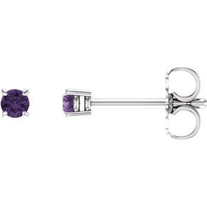 14K White 2.5 mm Natural Amethyst Earrings Ethereal Legacy Boutiques