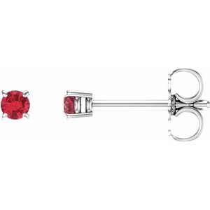 14K White 2.5 mm Natural Ruby Earrings Ethereal Legacy Boutiques
