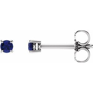 14K White 2.5 mm Natural Blue Sapphire Earrings Ethereal Legacy Boutiques