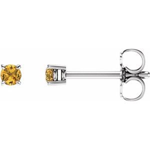 14K White 2.5 mm Natural Yellow Sapphire Earrings