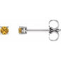 14K White 2.5 mm Natural Yellow Sapphire Earrings