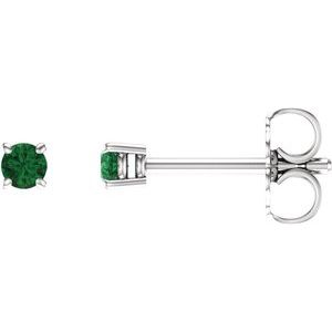14K White 2.5 mm Natural Emerald Earrings Ethereal Legacy Boutiques
