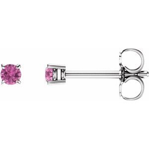 14K White 2.5 mm Natural Pink Sapphire Earrings Ethereal Legacy Boutiques