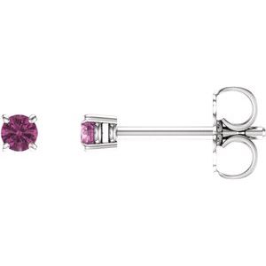 14K White 2.5 mm Natural Pink Tourmaline Earrings Ethereal Legacy Boutiques