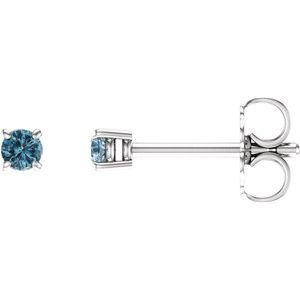 14K White 2.5 mm Natural Sky Blue Topaz Earrings Ethereal Legacy Boutiques