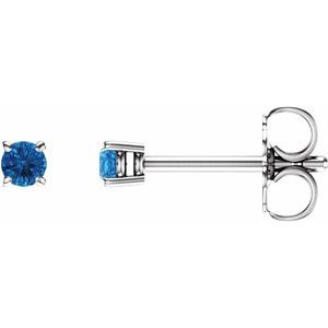 14K White 2.5 mm Natural Swiss Blue Topaz Earrings Ethereal Legacy Boutiques