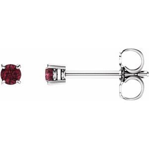 14K White 2.5 mm Natural Mozambique Garnet Earrings Ethereal Legacy Boutiques