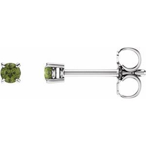 14K White 2.5 mm Natural Peridot Earrings Ethereal Legacy Boutiques