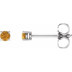 14K White 2.5 mm Natural Citrine Earrings Ethereal Legacy Boutiques