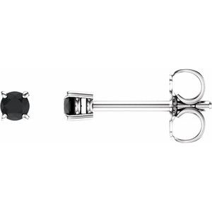 14K White 2.5 mm Natural Black Onyx Earrings