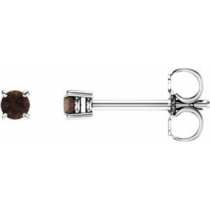 14K White 2.5 mm Natural Smoky Quartz Earrings Ethereal Legacy Boutiques