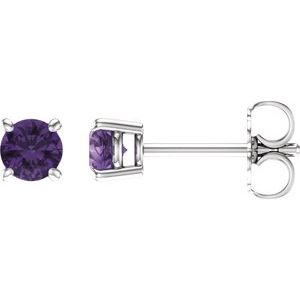 14K White 4 mm Natural Amethyst Earrings Ethereal Legacy Boutiques