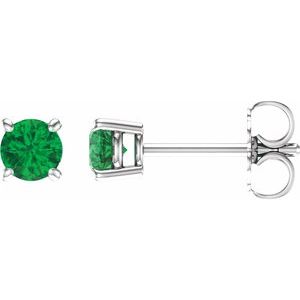 14K White 4 mm Natural Emerald Earrings Ethereal Legacy Boutiques