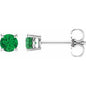 14K White 4 mm Natural Emerald Earrings Ethereal Legacy Boutiques