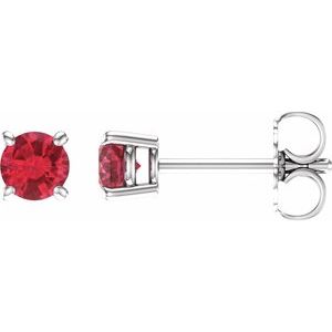 14K White 4 mm Natural Ruby Earrings Ethereal Legacy Boutiques