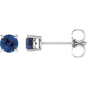 14K White 4 mm Natural Blue Sapphire Earrings Ethereal Legacy Boutiques