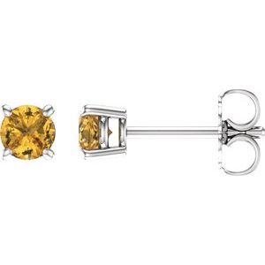 14K White 4 mm Natural Yellow Sapphire Earrings Ethereal Legacy Boutiques