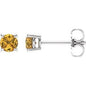 14K White 4 mm Natural Yellow Sapphire Earrings Ethereal Legacy Boutiques