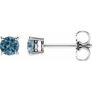 14K White 4 mm Natural Sky Blue Topaz Earrings Ethereal Legacy Boutiques