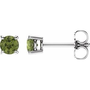 14K White 4 mm Natural Peridot Earrings Ethereal Legacy Boutiques