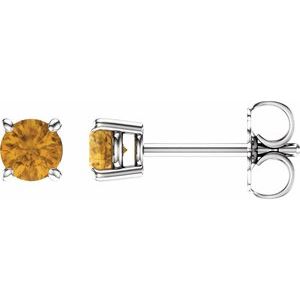 14K White 4 mm Natural Citrine Earrings Ethereal Legacy Boutiques