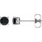 14K White 4 mm Natural Black Onyx Earrings