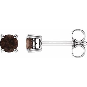14K White 4 mm Natural Smoky Quartz Earrings Ethereal Legacy Boutiques