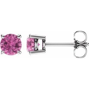 14K White 5 mm Natural Pink Sapphire Earrings Ethereal Legacy Boutiques