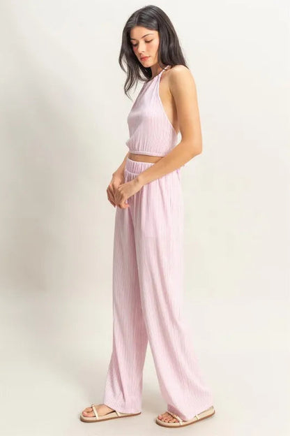 HYFVE Striped Halter Neck Top and Pants Set West2East Surf