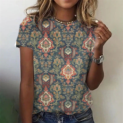 Women's Geometric Print Long Sleeve Loose Casual Tee FitiqueFit