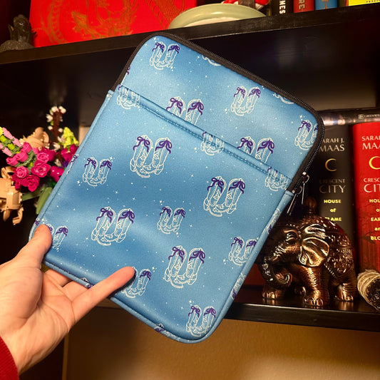 Book Sleeve | Tablet Sleeve | Blue Bow Boots Western Cover BashDesignsCo