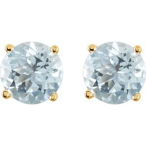 14K Yellow 2.5 mm Natural Aquamarine Earrings Ethereal Legacy Boutiques