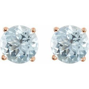 14K Rose 5 mm Natural Aquamarine Earrings Ethereal Legacy Boutiques